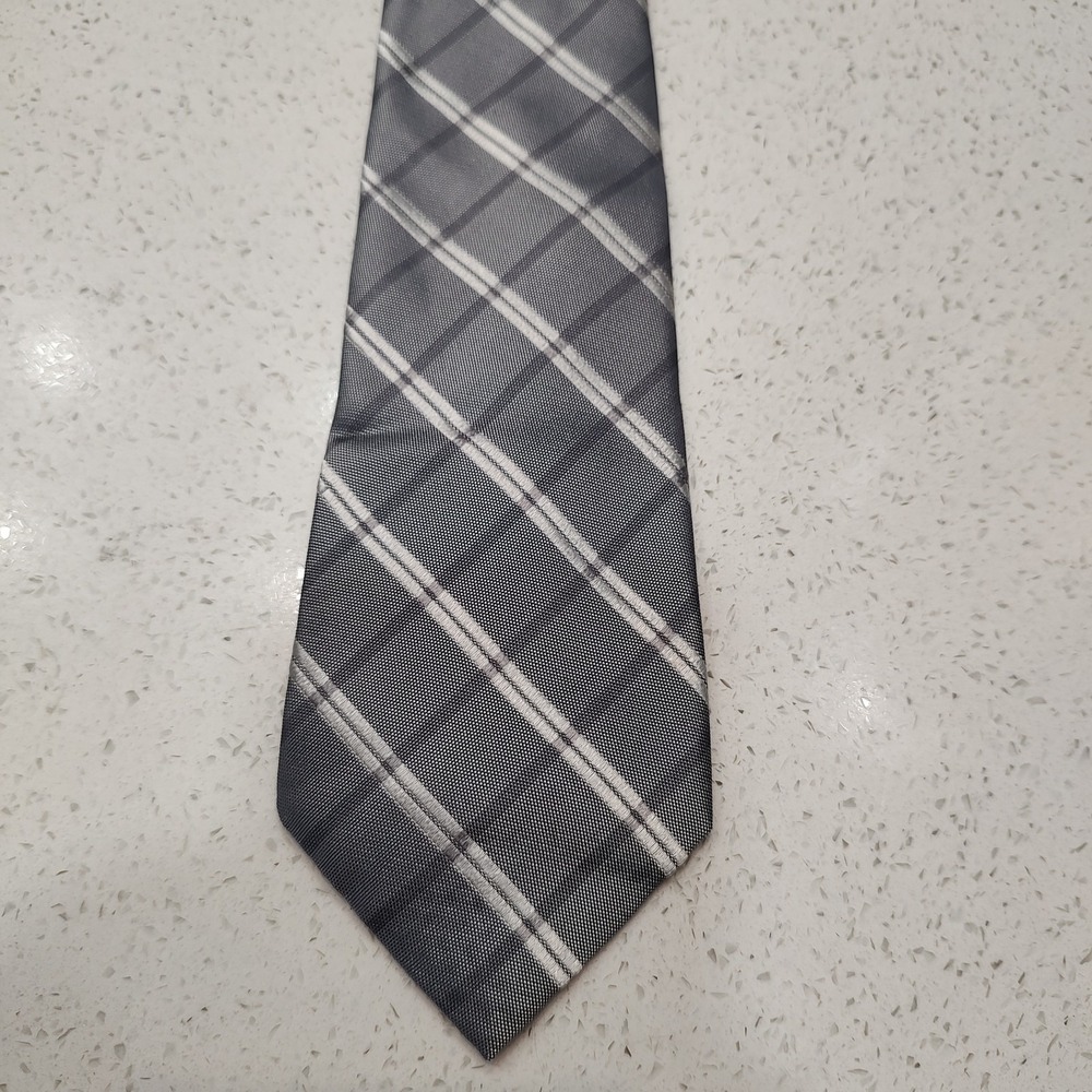 Banana Republic Silver Geometric 100% Silk Necktie 58"X3" Striped Formal Work